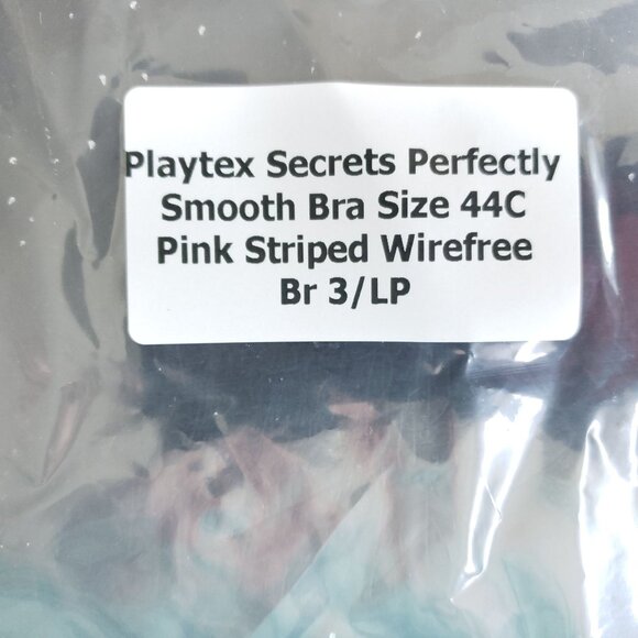 Playtex Secrets Perfectly Smooth Bra Size 44C Pink Striped Wirefree - Picture 7 of 7